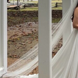 Long beaded wedding veil